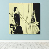 Roaring Twenties Art Deco Verpakt Canvas - sepia Afdruk (Insitu (Houten vloer))