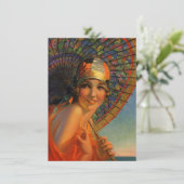 Roaring Twenties Cloche Parasol Flapper Invitation Kaart (Staand voorkant)