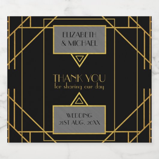 Roaring TWENTIES Flapper Art Deco Party Sparkling Wijnetiket (Enkel label)