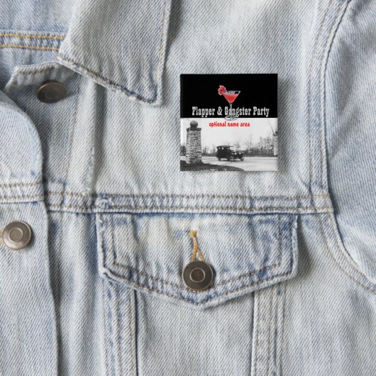 Roaring Twenties Flapper en Gangster Vierkante Button 5,1 Cm (In situ)