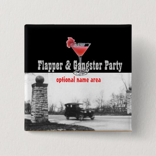 Roaring Twenties Flapper en Gangster Vierkante Button 5,1 Cm (Voorkant)