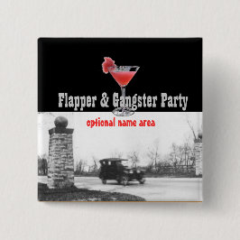 Roaring Twenties Flapper en Gangster Vierkante Button 5,1 Cm