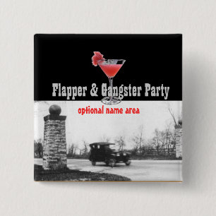 Roaring Twenties Flapper en Gangster Vierkante Button 5,1 Cm