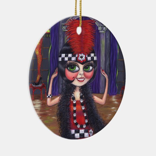 Roaring Twenties Flapper Girl 1920s Big Eyes Cute Keramisch Ornament (Rechts)