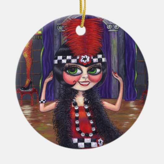 Roaring Twenties Flapper Girl 1920s Big Eyes Cute Keramisch Ornament (Voorkant)