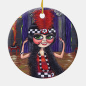 Roaring Twenties Flapper Girl 1920s Big Eyes Cute Keramisch Ornament (Achterkant)