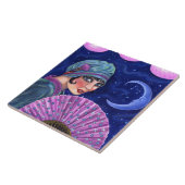 Roaring Twenties Flapper Girl Fan Moon Stars Tegeltje (Zijkant)