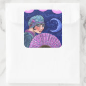 Roaring Twenties Flapper Girl Fan Moon Stars Vierkante Sticker (Tas)