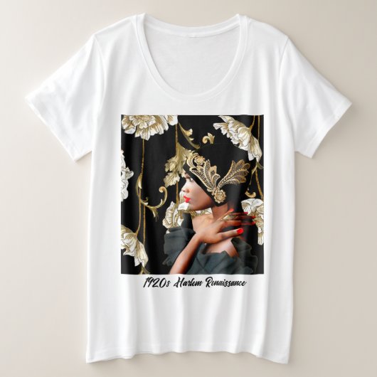 "Roaring Twenties Flapper Girl" Grote Maat T-shirt (Design voorkant)