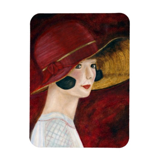 Roaring Twenties Flapper Girl in Red Pet 1920 Magneet (Verticaal)