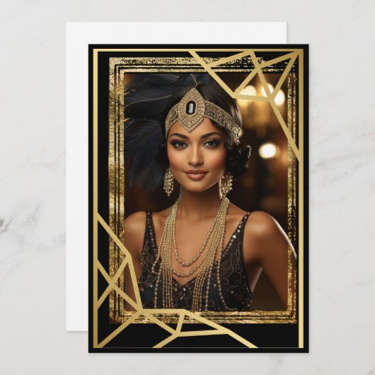 Roaring Twenties Flapper Note Kaart (Voorkant / Achterkant)