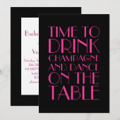 Roaring Twenties Fuchsia Bachelorette Invitation Kaart (Voorkant / Achterkant)