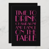 Roaring Twenties Fuchsia Wedding Invitation Kaart (Voorkant / Achterkant)