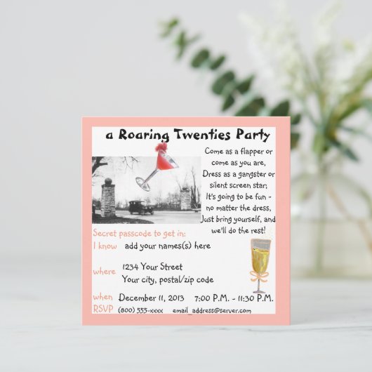 Roaring Twenties Gala Kaart (Staand voorkant)