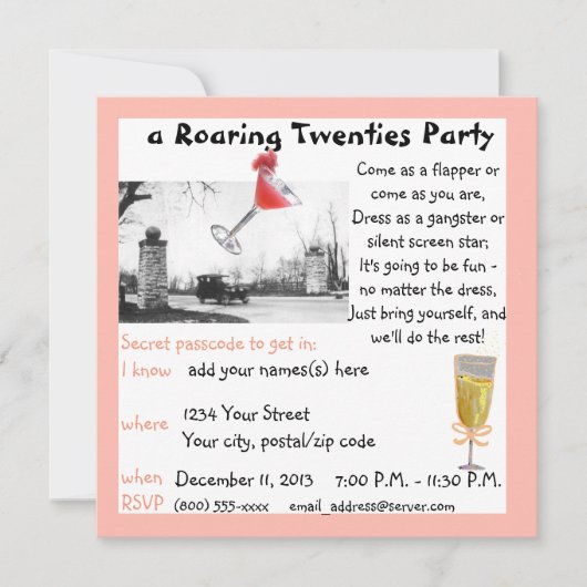 Roaring Twenties Gala Kaart (Voorkant)