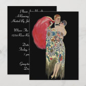 Roaring Twenties Gangster Party Flapper Invitation Kaart (Voorkant / Achterkant)