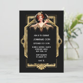 Roaring twenties Gatsby Flapper meisje zwart goud Kaart (Staand voorkant)