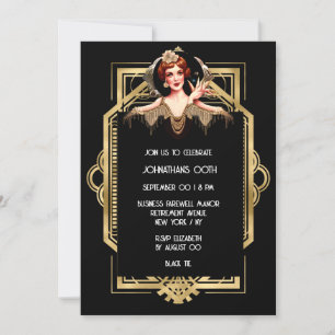 Roaring twenties Gatsby Flapper meisje zwart goud Kaart