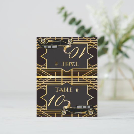 Roaring Twenties Gatsby Style Place Card Briefkaart (Staand voorkant)