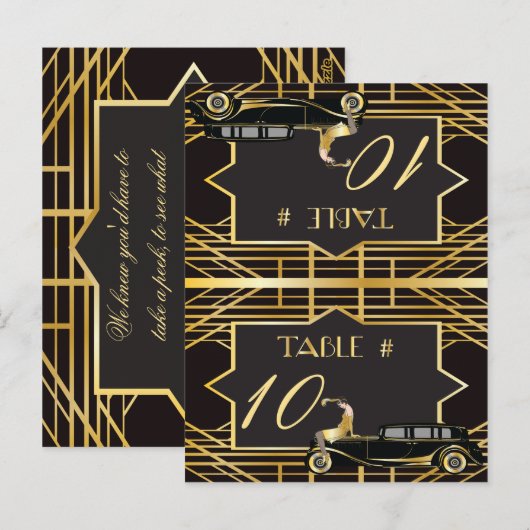 Roaring Twenties Gatsby Style Place Card Briefkaart (Voorkant / Achterkant)
