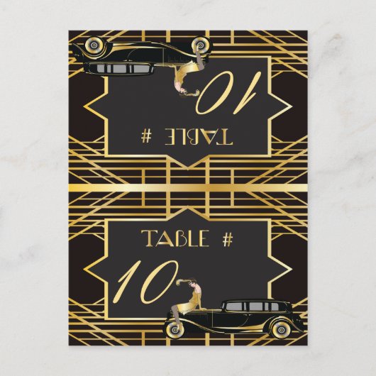 Roaring Twenties Gatsby Style Place Card Briefkaart (Voorkant)