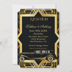 Roaring Twenties Gatsby Style Reception Kaart