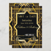 Roaring Twenties Gatsby Style slaat de datum op Save The Date (Voorkant / Achterkant)