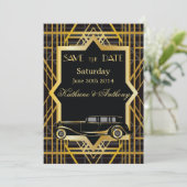 Roaring Twenties Gatsby Style slaat de datum op Save The Date (Staand voorkant)