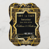 Roaring Twenties Gatsby Style slaat de datum op Save The Date (Voorkant / Achterkant)