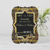 Roaring Twenties Gatsby Style slaat de datum op Save The Date (Staand voorkant)