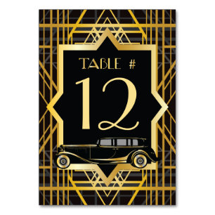 Roaring Twenties Gatsby Style Table Number Kaart