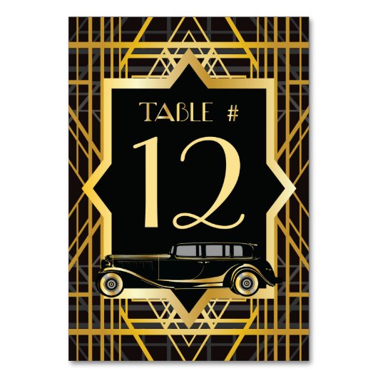 Roaring Twenties Gatsby Style Table Number Kaart (Achterkant)