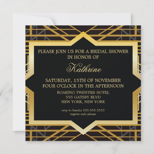 Roaring Twenties Gatsby Style Vrijgezellenfeest Kaart (Achterkant)