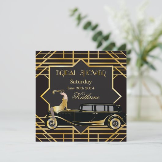 Roaring Twenties Gatsby Style Vrijgezellenfeest Kaart (Staand voorkant)