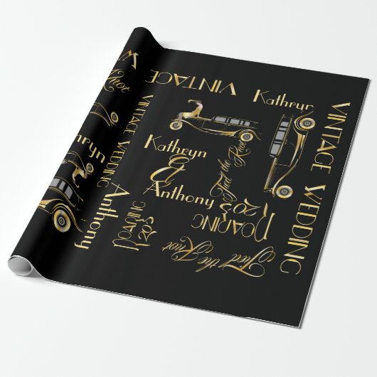 Roaring Twenties Gatsby Style Wedding Gift Wrap Cadeaupapier (Uitgerold)