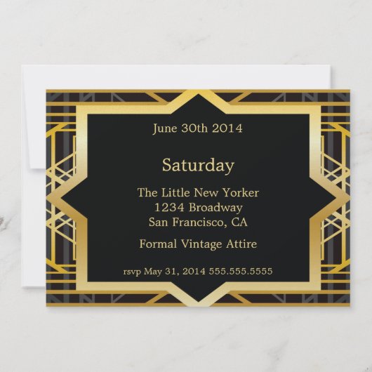Roaring Twenties Gatsby Style Wedding Invitation Kaart (Achterkant)