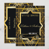 Roaring Twenties Gatsby Style Wedding Invitation Kaart (Voorkant / Achterkant)