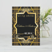 Roaring Twenties Gatsby Style Wedding Invitation Kaart (Staand voorkant)