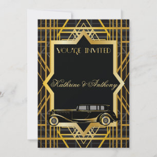 Roaring Twenties Gatsby Style Wedding Invitation Kaart
