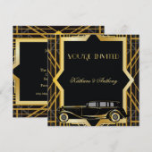 Roaring Twenties Gatsby Style Wedding Invitation Kaart (Voorkant / Achterkant)