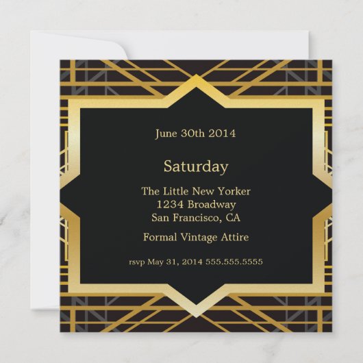 Roaring Twenties Gatsby Style Wedding Invitation Kaart (Achterkant)
