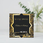 Roaring Twenties Gatsby Style Wedding Invitation Kaart (Staand voorkant)
