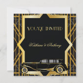 Roaring Twenties Gatsby Style Wedding Invitation Kaart (Voorkant)