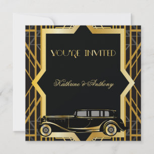 Roaring Twenties Gatsby Style Wedding Invitation Kaart