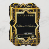 Roaring Twenties Gatsby Style Wedding Invitation Kaart (Voorkant / Achterkant)