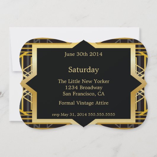 Roaring Twenties Gatsby Style Wedding Invitation Kaart (Achterkant)