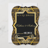 Roaring Twenties Gatsby Style Wedding Invitation Kaart (Voorkant)