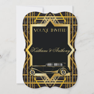 Roaring Twenties Gatsby Style Wedding Invitation Kaart