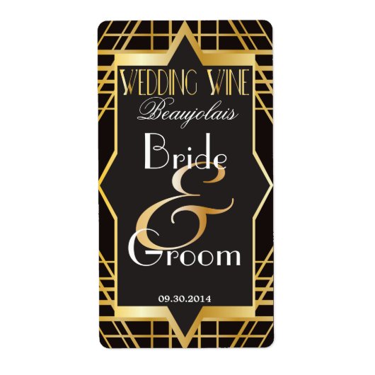 Roaring Twenties Gatsby Style Wedding Wine Label (Voorkant)