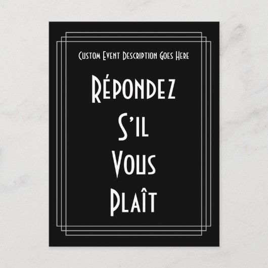 Roaring Twenties geïnspireerd RSVP-Briefkaart Briefkaart (Voorkant)